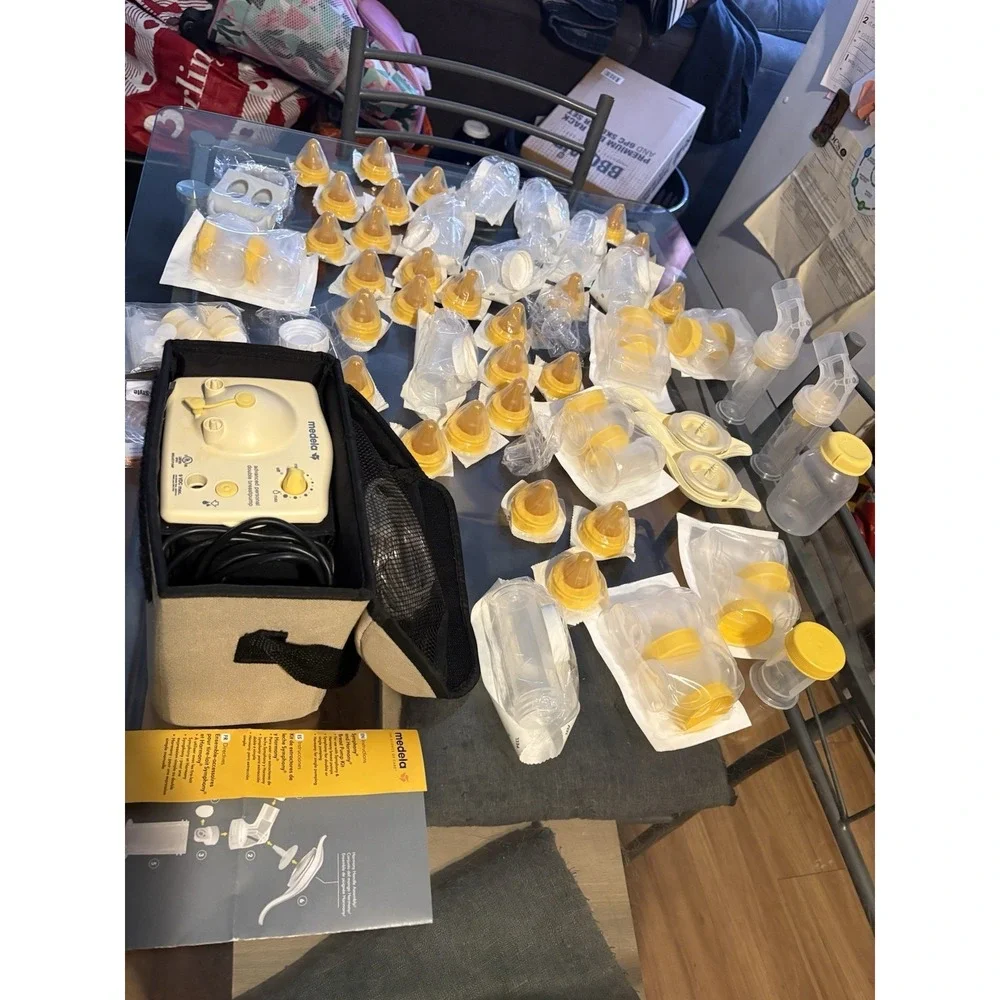 Medela Advanced Pump Motor Case & Massive 60+ Pc Lot Sealed Nipples Bottles